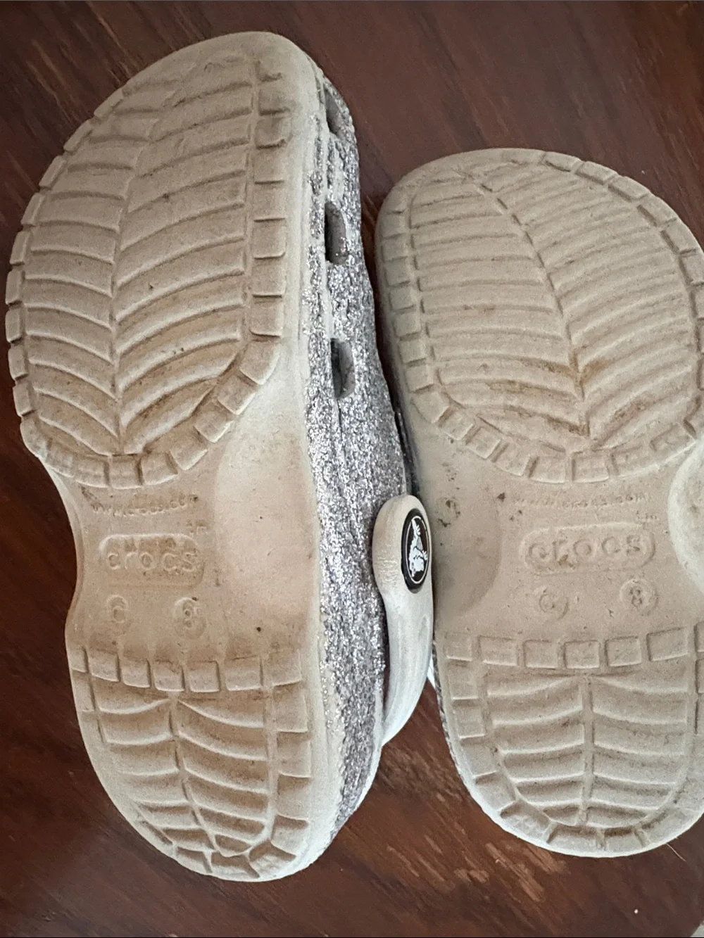 CROCS Classic Clog with Glitter and Jibbitz Charms Size 8
